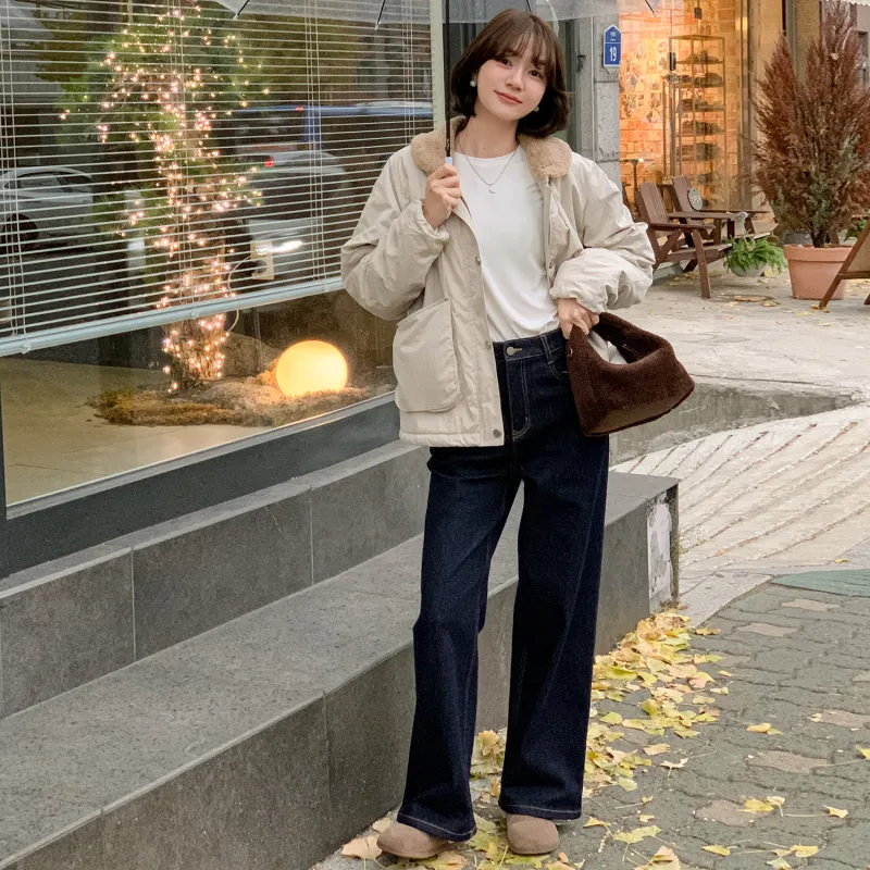 Fstudio Korean Petite Lambswool Coat Top Women's Light Khaki-7