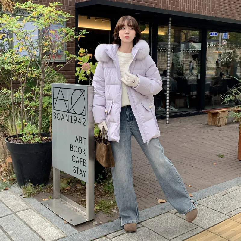 Fstudio Fall And Winter Korean Commute Straight Fit Casual Jeans Women's Blue-3