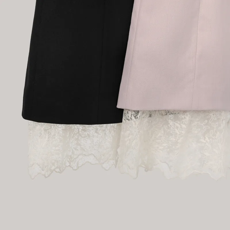 Fstudio Early Spring Korean Style Elegance Lace Patchwork Half Length Casual Long Skirt Women's-4