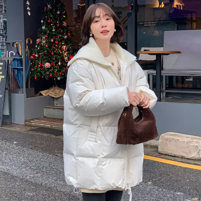 Fstudio Fall And Winter Korean Commute 90 Fill Power White Duck Down Long Down Jacket Coat Women's White-5