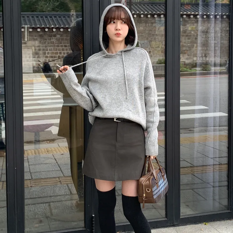 Fstudio Casual Short Skirts Women's Coffee-3