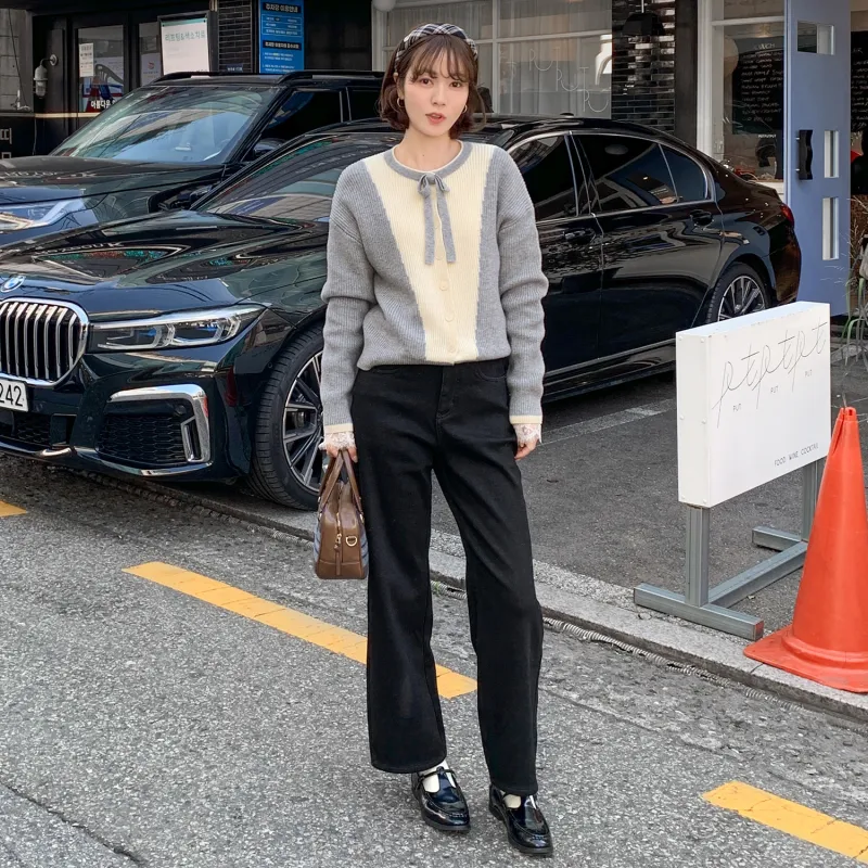 Fstudio Jeans Korean Commute Slimming Straight Fit Casual Pants Women's Black-6
