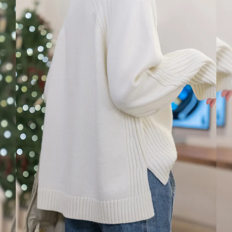 Fstudio Knitted Fabric Sweater Women's Ecru-2