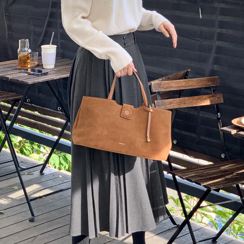 Fstudio Korean Style Fall And Winter Advanced Woolen Pleated Skirt Unisex Dark Gray-6