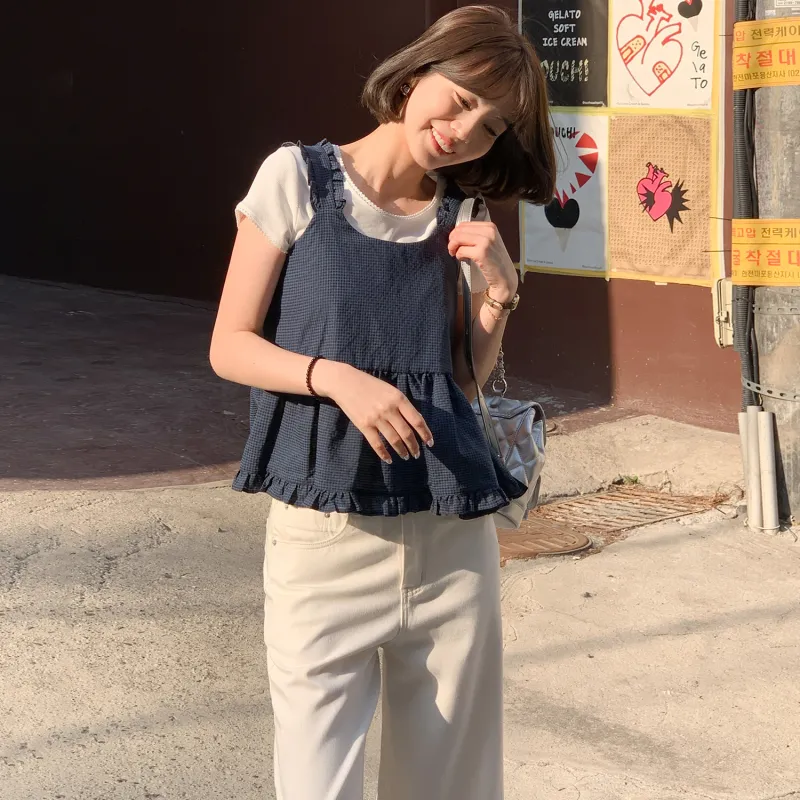 Fstudio Korean Style Elegance Luxury Streetwear Draped Straight Fit Casual Jeans Women's-13