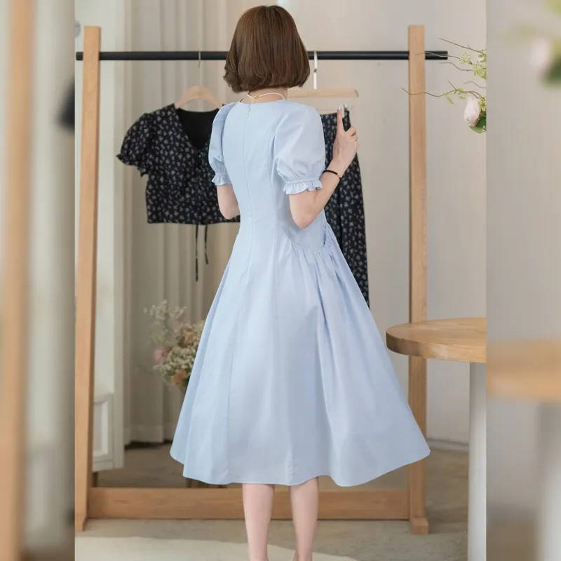 Fstudio Short Sleeved Dress Women's Blue-4