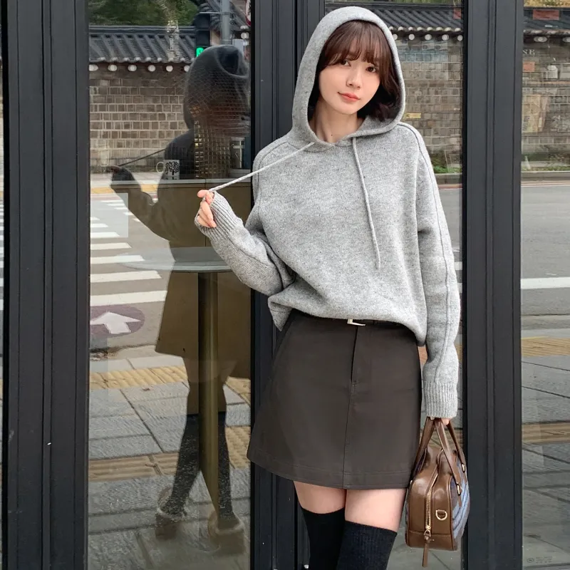 Fstudio Casual Short Skirts Women's Coffee-6