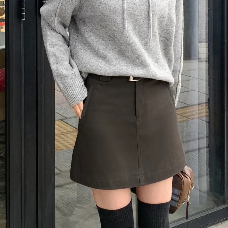 Fstudio Casual Short Skirts Women's Coffee-2