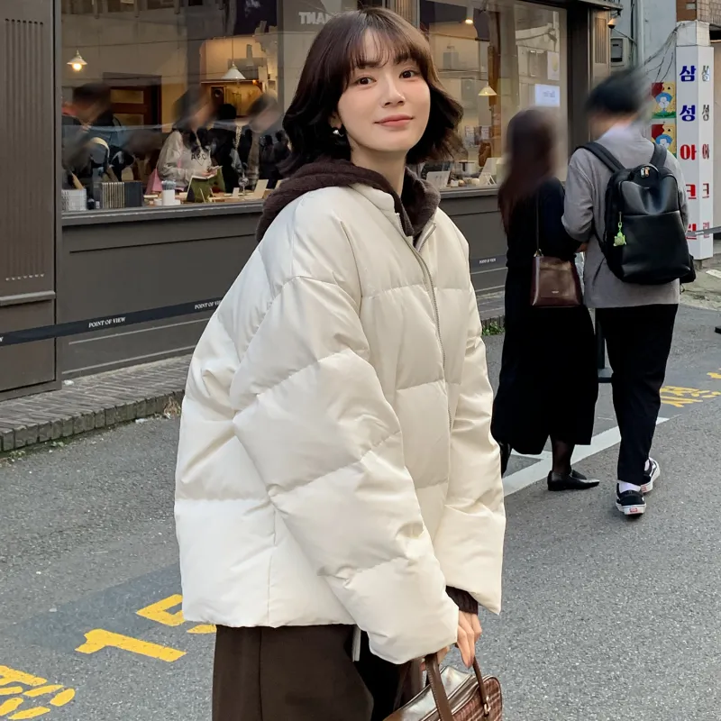 Fstudio Korean Commute Loose Fit Petite Cropped Down Jacket Women's Apricot-4