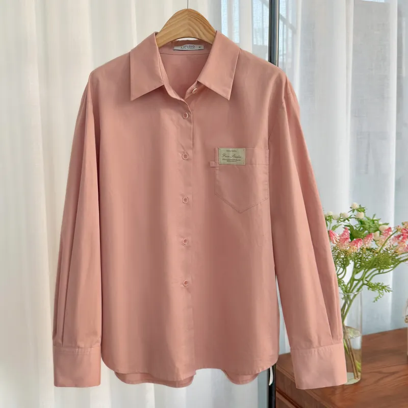Fstudio Spring Korean Style Solid Color Sweet Style Versatile Shirt Women's-10