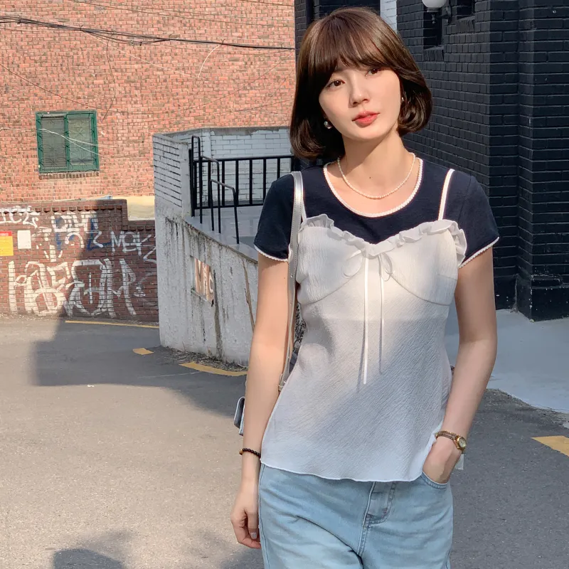 Fstudio Korean Style Ambient Layered Bowknot Inner Camisole Women's-10