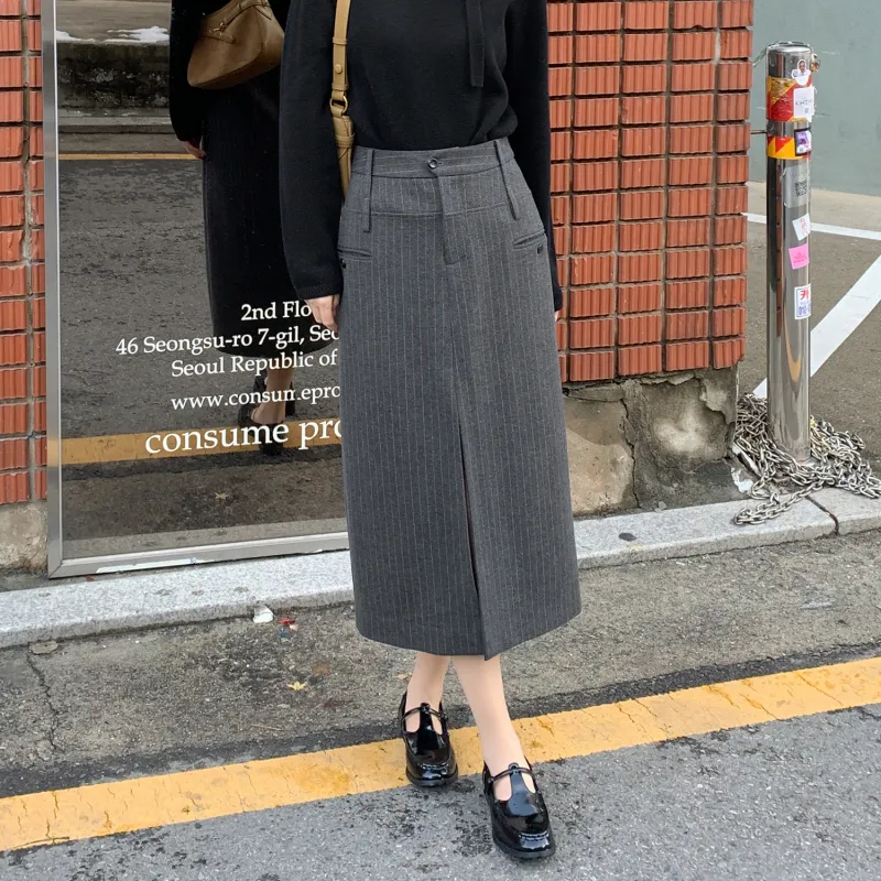 Fstudio Casual Long Skirts Women's Dark Gray-2
