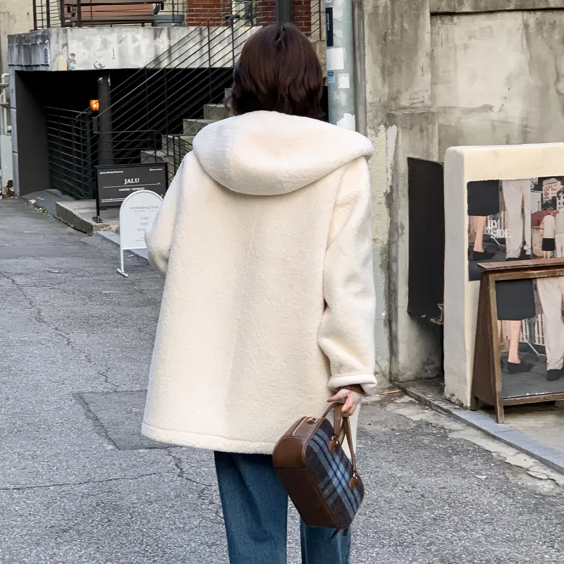 Fstudio Korean Style Laid Back Comfort Hooded Coat Women's White-5