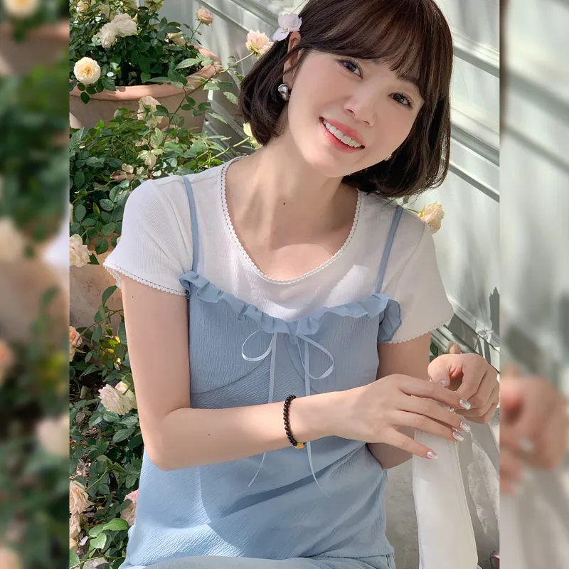 Fstudio Korean Style Ambient Layered Bowknot Inner Camisole Women's-3