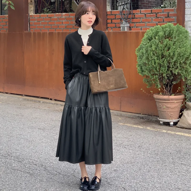 Fstudio Fall And Winter Korean Style Mock Two Piece V Neck Knitwear Design Sweater Unisex Black-7