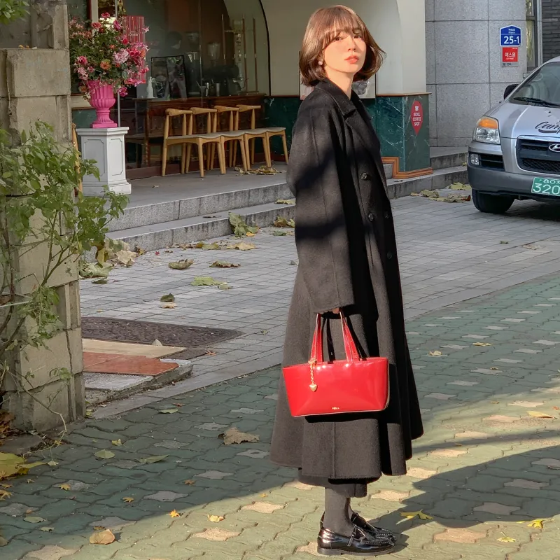 Fstudio Korean Elegance Commute Minimalist Style Coat Women's Black-7