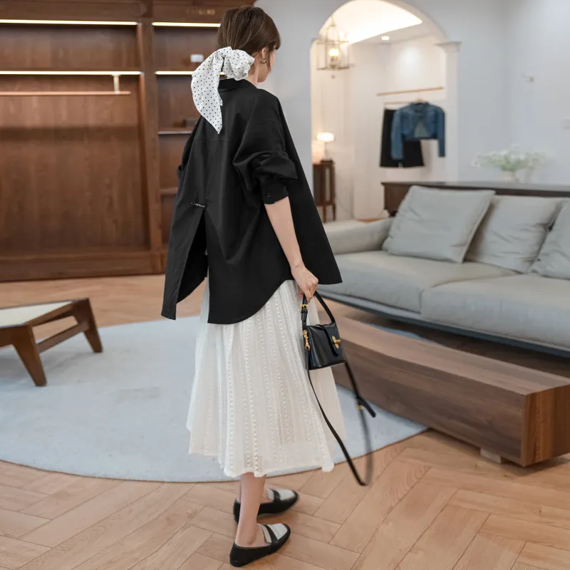 Fstudio Casual Half Length Long Skirt Women's White-2