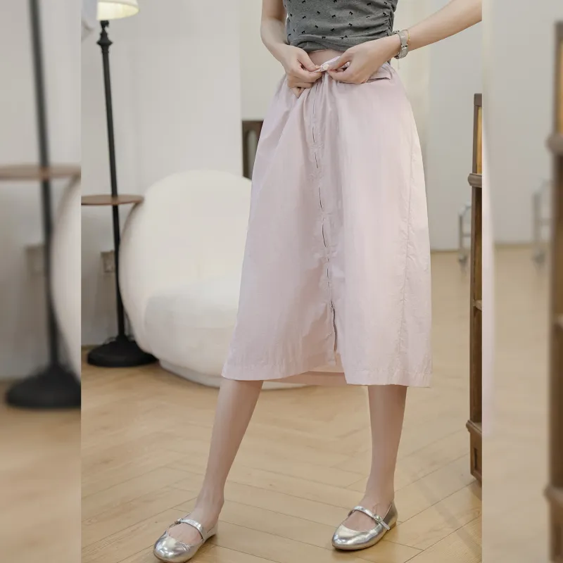 Fstudio Casual Long Skirts Women's Pink-2