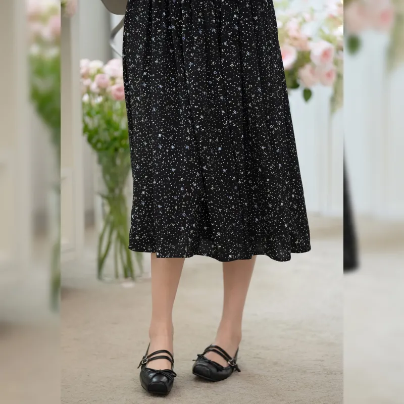 Fstudio Spring Korean Style Versatile Floral Fashion Bib & Brace Sleeveless Dress Women's Black-4
