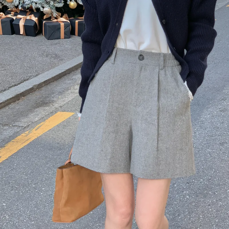 Fstudio Korean Petite Commute Vintage Sheep Wool Shorts Women's-8