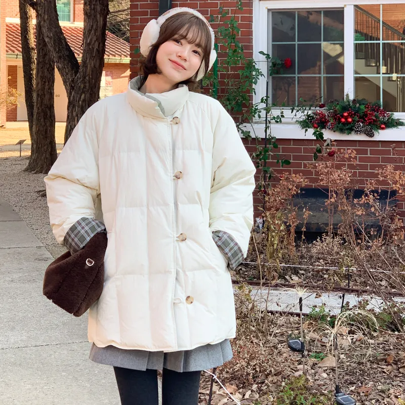 Fstudio Fall And Winter 2 in 1 Multicolor 90 Fill Power White Duck Down Down Jacket Coat Women's White & Green-2