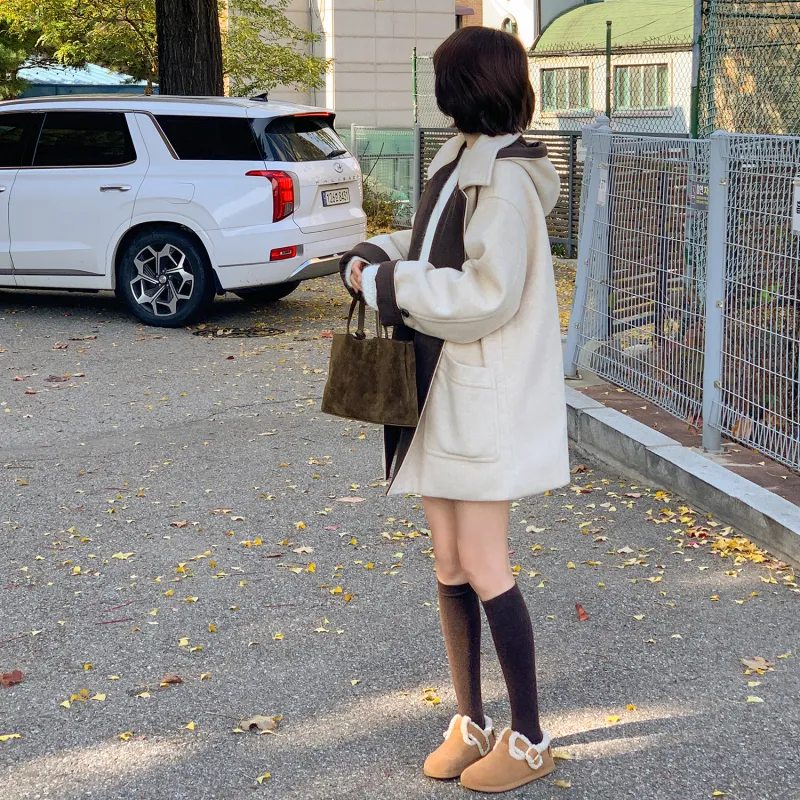 Fstudio Fall And Winter Korean Elegance Commute Mid Length Coat Women's Apricot-6