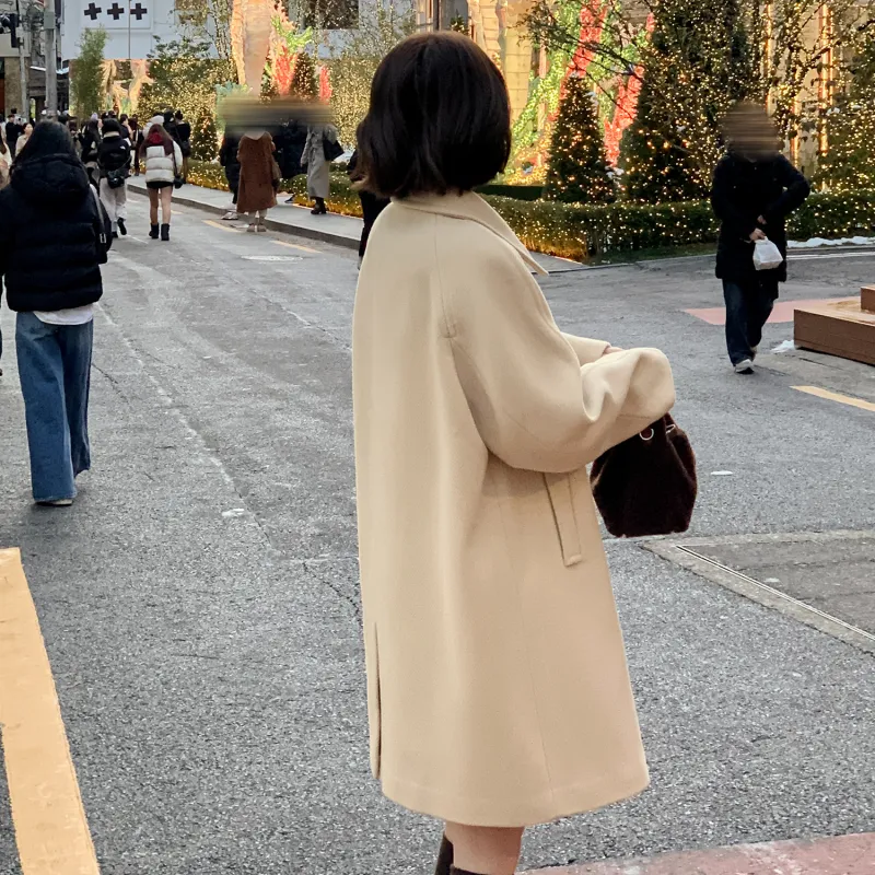 Fstudio Fall And Winter Advanced Cashmere Long Coat Women's Yellow-2