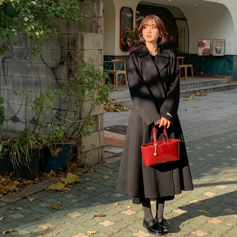 Fstudio Korean Elegance Commute Minimalist Style Coat Women's Black-2