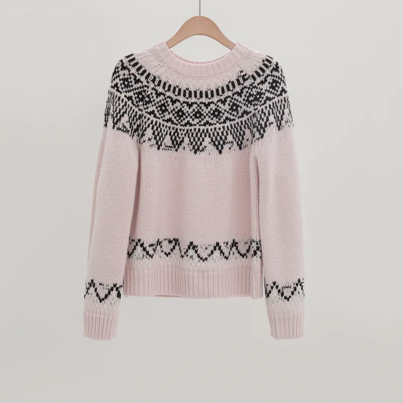 Fstudio Far Island Knitted Fabric Sweater Women's Pink-3