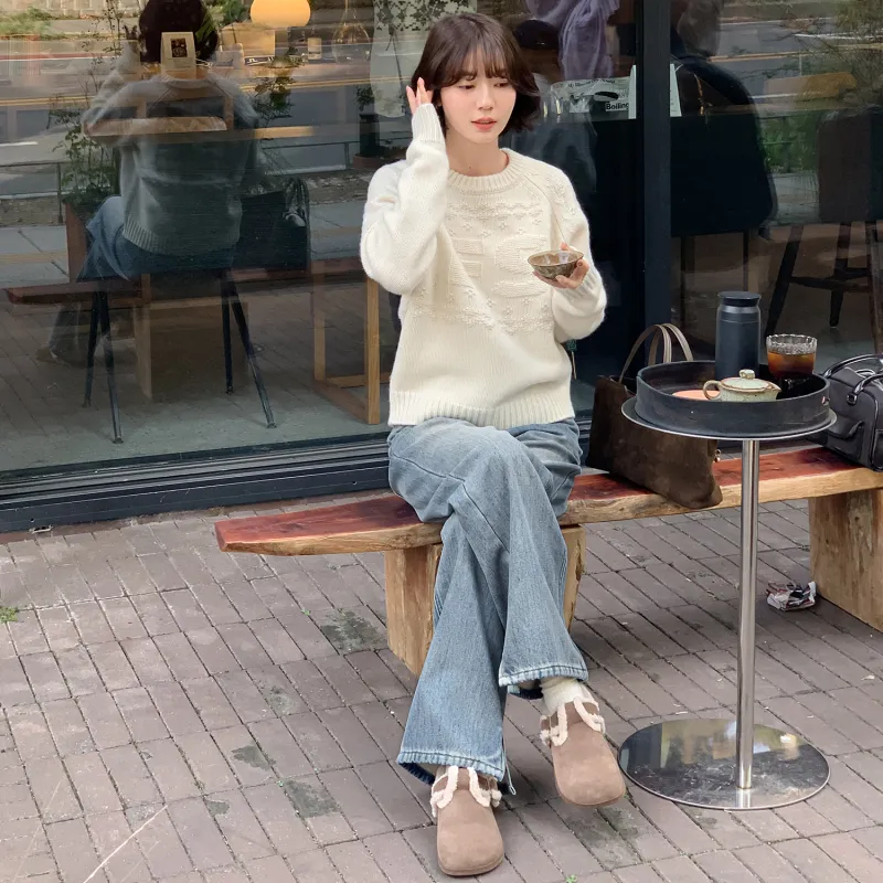 Fstudio Fall And Winter Korean Commute Straight Fit Casual Jeans Women's Blue-7