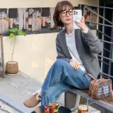 Fstudio Korean V-Neck Knitted Fabric Cardigan Petite Layering Inner Layer Unisex