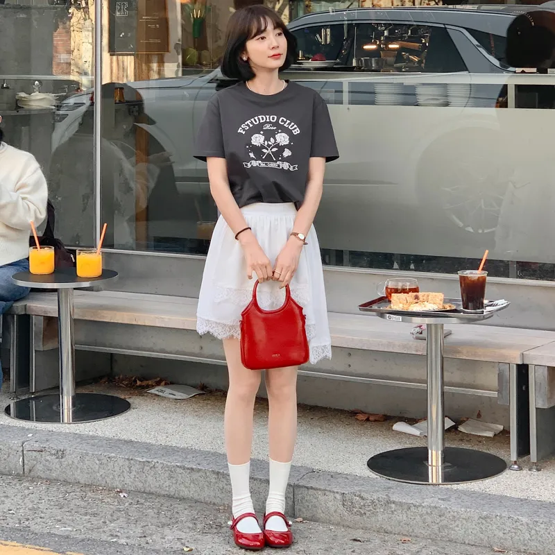 Fstudio Korean Style Commute Versatile 100% Cotton Print Short Sleeved T Shirts Women's-7