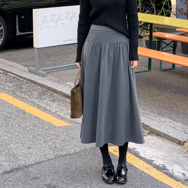 Fstudio Casual Long Skirts Women's Dark Gray-2
