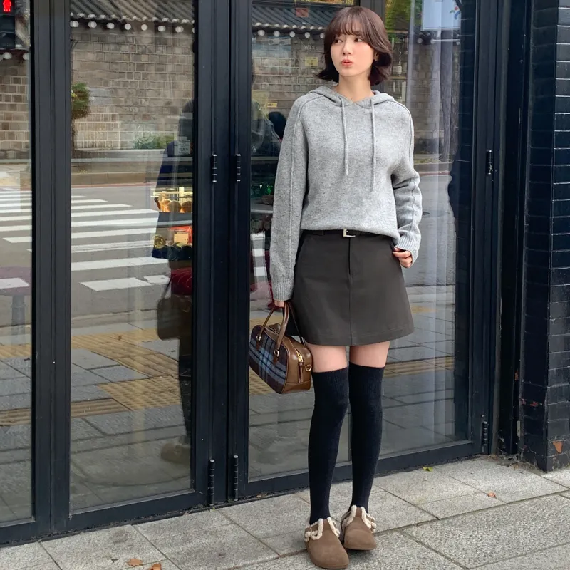 Fstudio Casual Short Skirts Women's Coffee-4