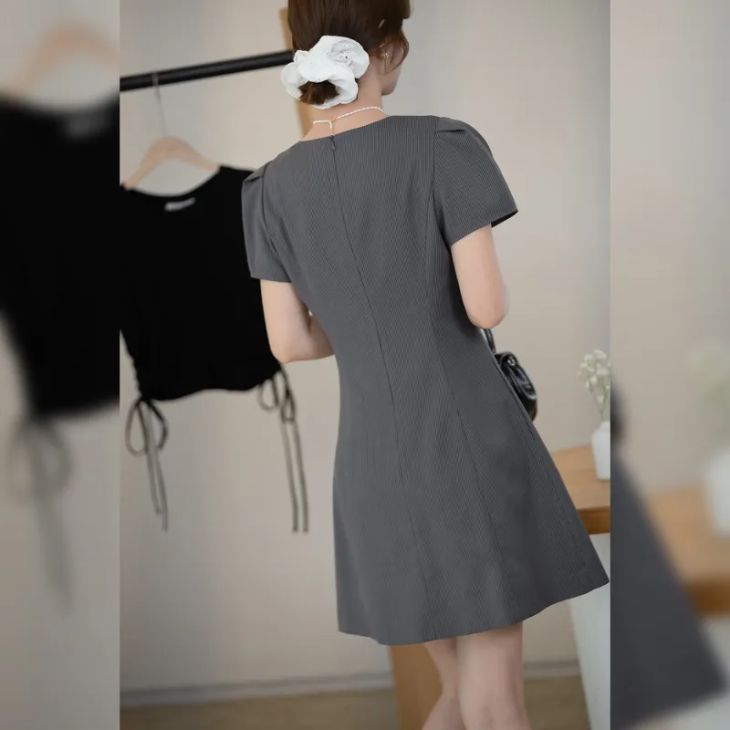 Fstudio Short Sleeved Dress Women's Gray-3