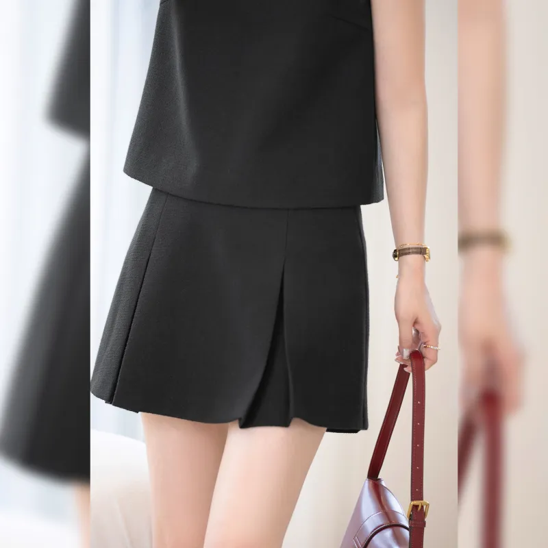 Fstudio Korean Style Chanel Inspired Patchwork Ruffle Collar Top And Skirt Set Women's-7