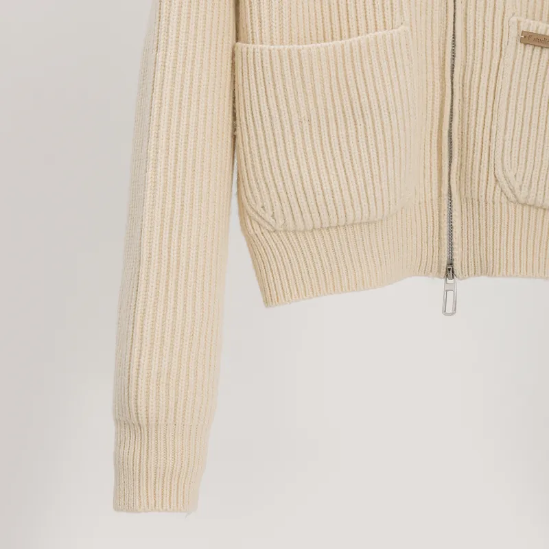 Fstudio Fall And Winter Knitted Fabric Cardigan Sweater Women's Yellow-3