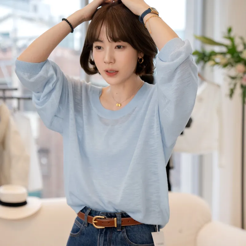 Fstudio Spring Korean Style Thin Knitted Fabric Layered Design Two Piece Set Top Women's-2
