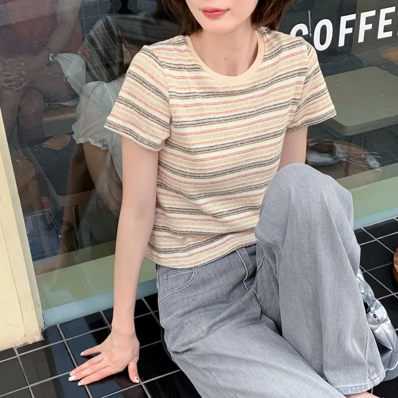 Fstudio Short Sleeved T Shirts Women's Apricot-2