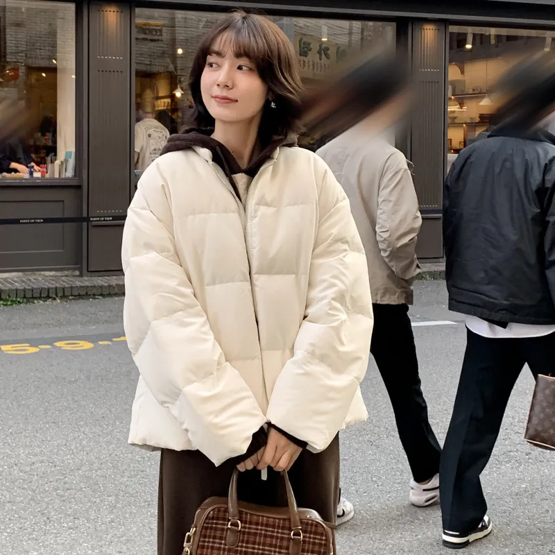 Fstudio Korean Commute Loose Fit Petite Cropped Down Jacket Women's Apricot-6