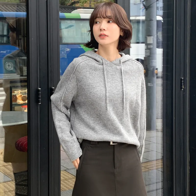 Fstudio Fall And Winter Korean Style Hooded Design Solid Color Inner Layer Wool Sweaters Women's-16