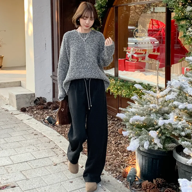Fstudio Korean Commute Crew Neck Pullover Base Knitwear Women's Heather Gray-7