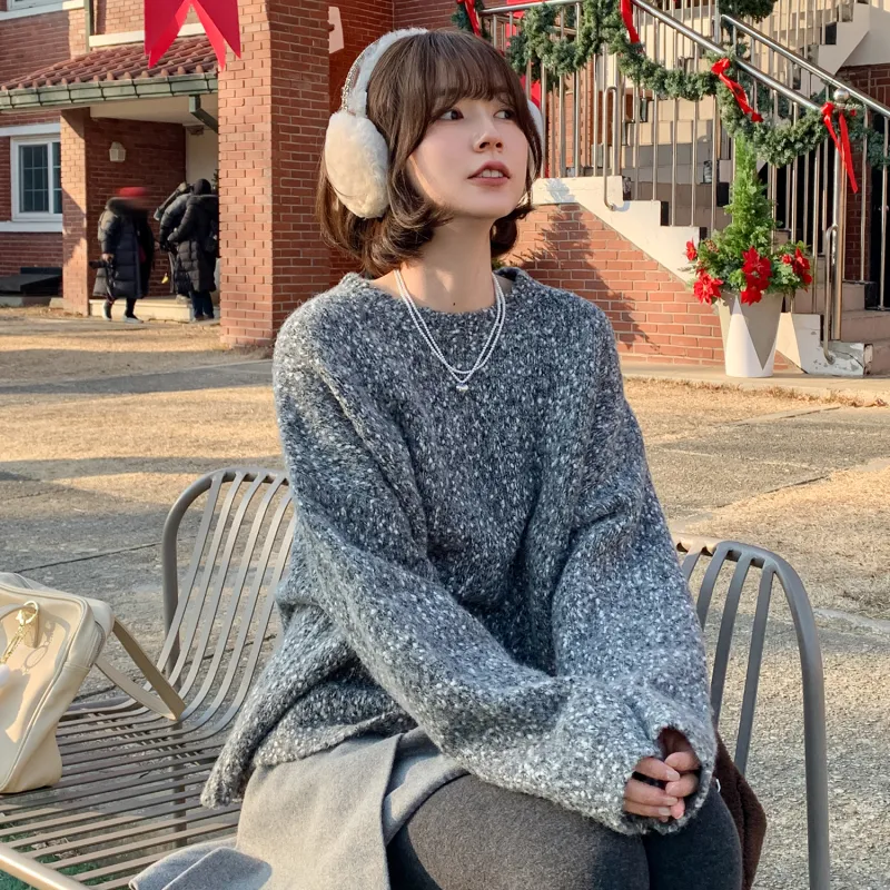Fstudio Korean Commute Crew Neck Pullover Base Knitwear Women's Heather Gray-2