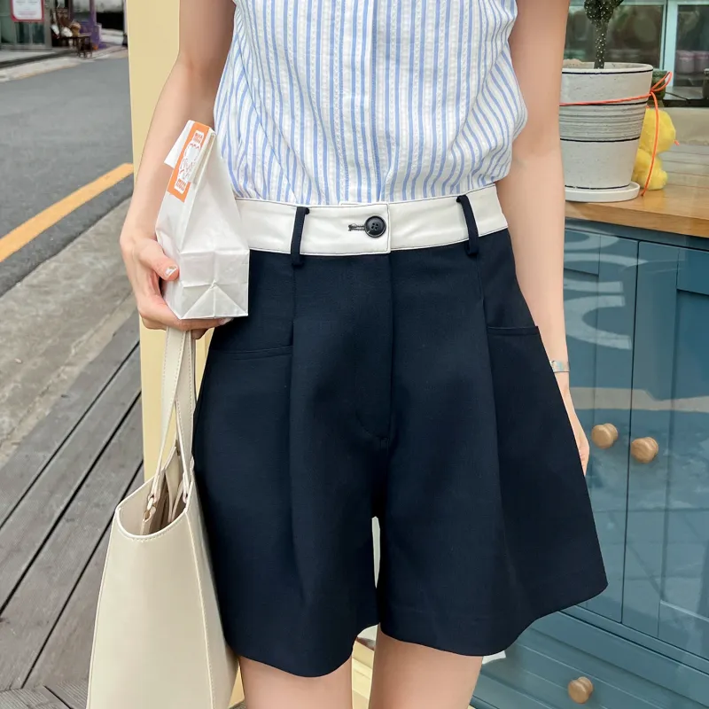 Fstudio Casual Shorts Women's Navy Blue-2