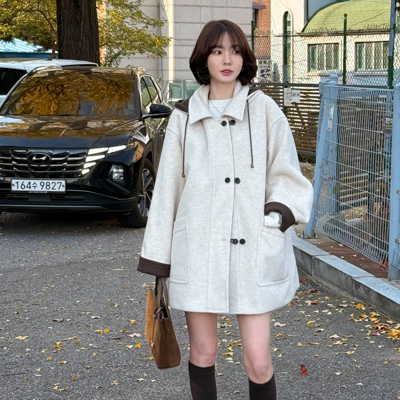 Fstudio Fall And Winter Korean Elegance Commute Mid Length Coat Women's Apricot-4