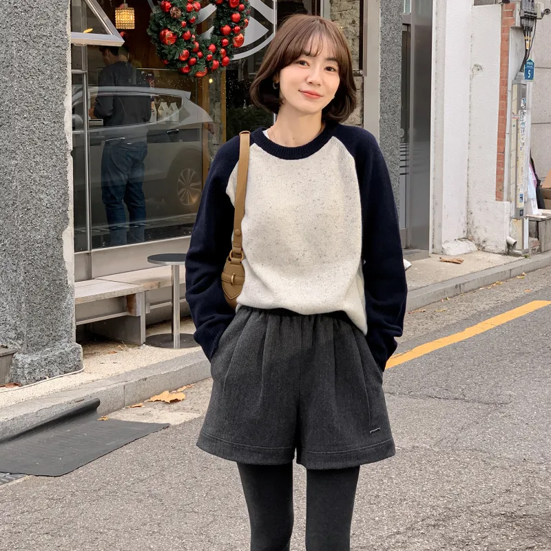 Fstudio Korean Style Fashion Warm Woolen Casual Shorts Women's Dark Gray-5