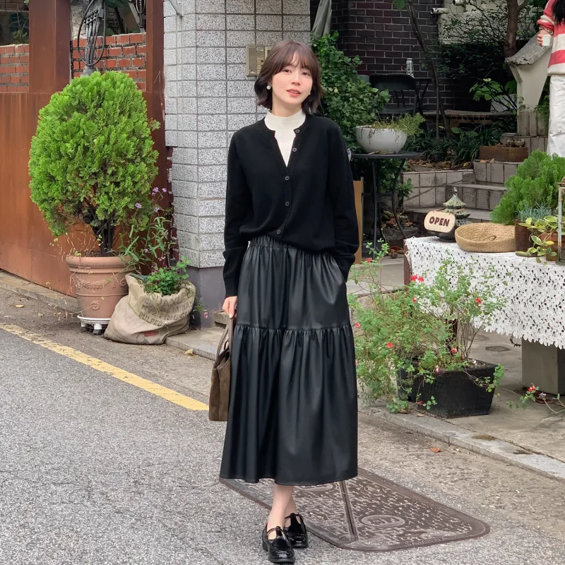 Fstudio Leather Long Skirts Women's-4