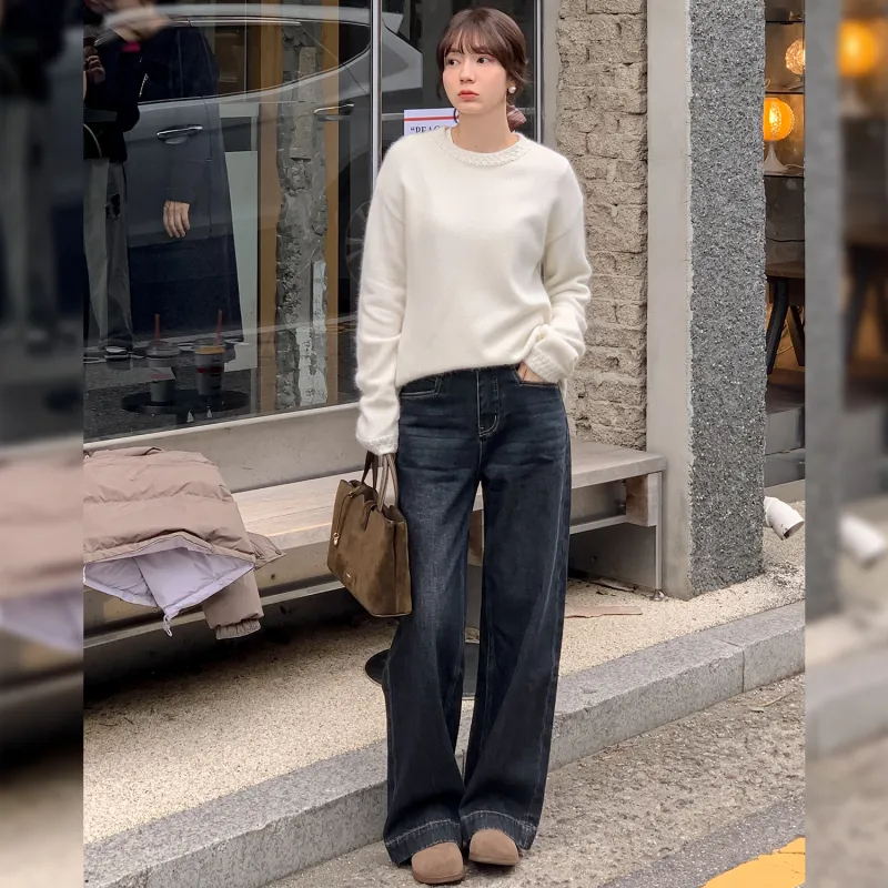Fstudio Korean-Style Autumn And Winter Crew Neck Small Design Atmosphere Wool Knitwear Women's-5