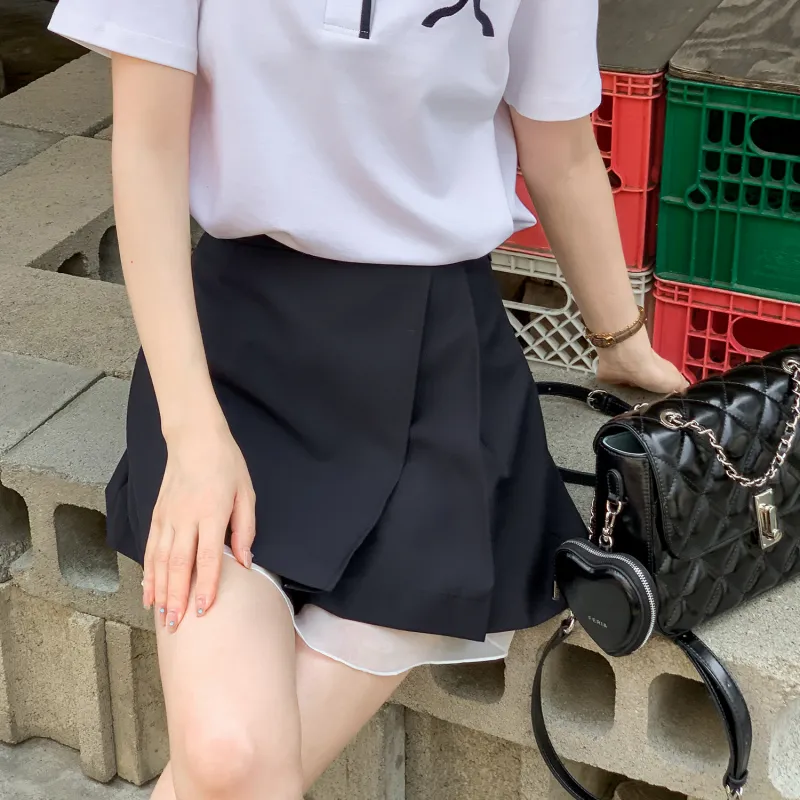 Fstudio Casual Short Skirts Women's Navy Blue-3