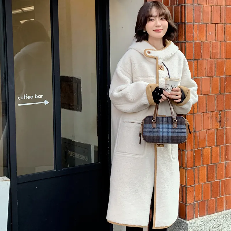 Fstudio Korean Petite Reversible Hooded Commute Relaxed Coat Women's Khaki-5